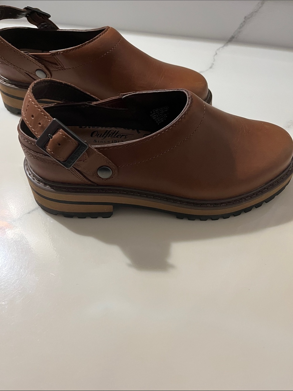 L.L. Bean Brown Leather Women's Slingback Clogs - Picture 6 of 10